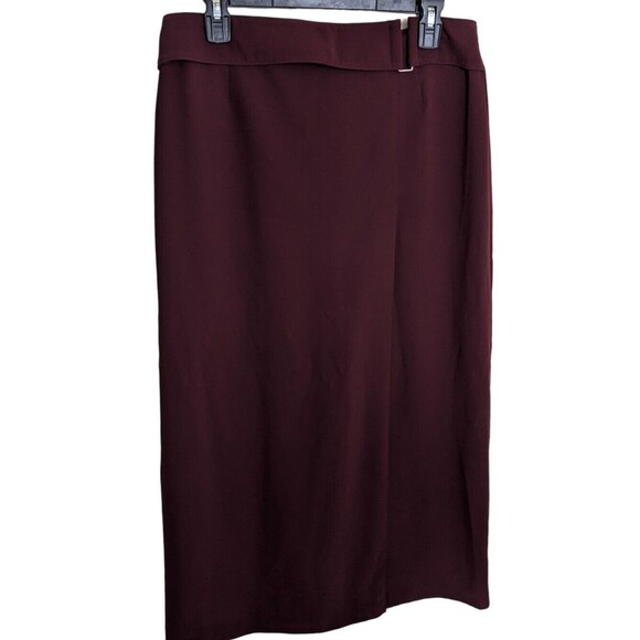 New York & Company Skirt Maxi Belted Slit Front Classic Office Casual Size 10 - Picture 1 of 7